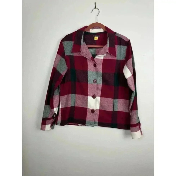 Cabelas Shacket Womens Size Large Plaid Check Pockets Pockets Button Front - Picture 1 of 5